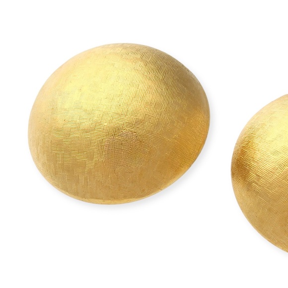 Vintage Joan Rivers Clip On Earrings Gold Plated Round Dome Textured - Picture 3 of 5